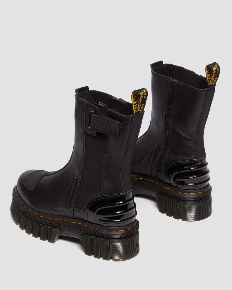 Botas de Plataforma Dr Martens Audrick Alternative Cuero Chelsea Hi Plataforma Boots Negras | KO15-E8JT