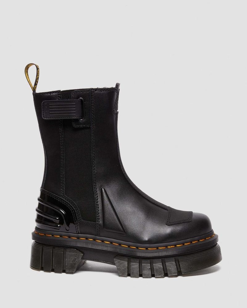 Botas de Plataforma Dr Martens Audrick Alternative Cuero Chelsea Hi Plataforma Boots Negras | KO15-E8JT