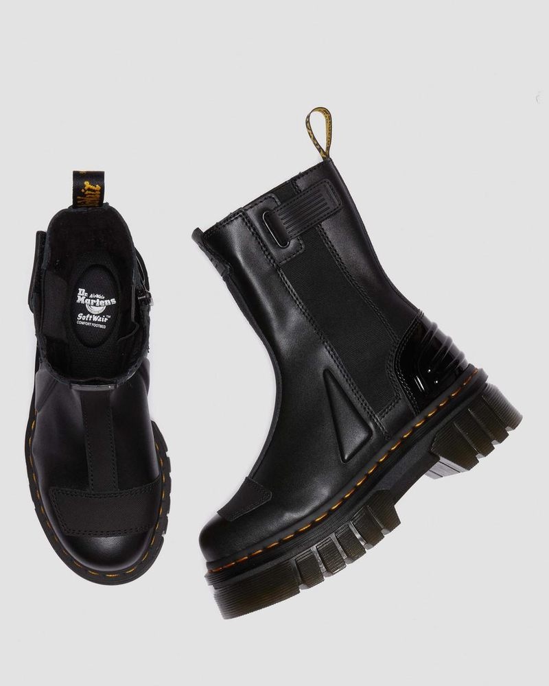 Botas de Plataforma Dr Martens Audrick Alternative Cuero Chelsea Hi Plataforma Boots Negras | KO15-E8JT