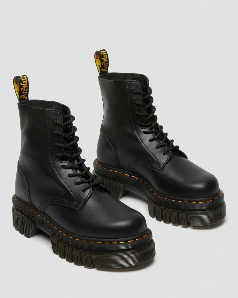 Botas de Plataforma Dr Martens Audrick Nappa Cuero Plataforma Ankle Boots (Nappa Lux) Negras | IR73-F6MS