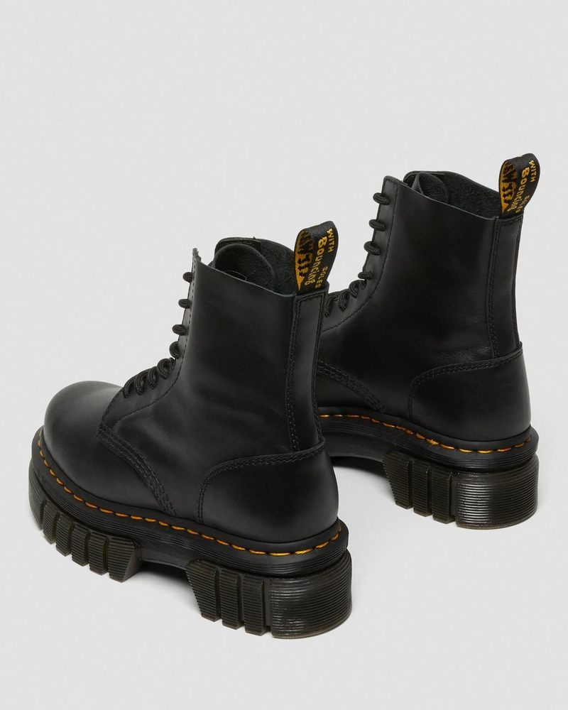 Botas de Plataforma Dr Martens Audrick Nappa Cuero Plataforma Ankle Boots (Nappa Lux) Negras | IR73-F6MS