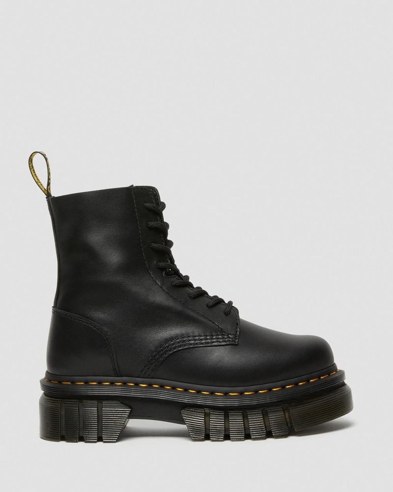 Botas de Plataforma Dr Martens Audrick Nappa Cuero Plataforma Ankle Boots (Nappa Lux) Negras | IR73-F6MS