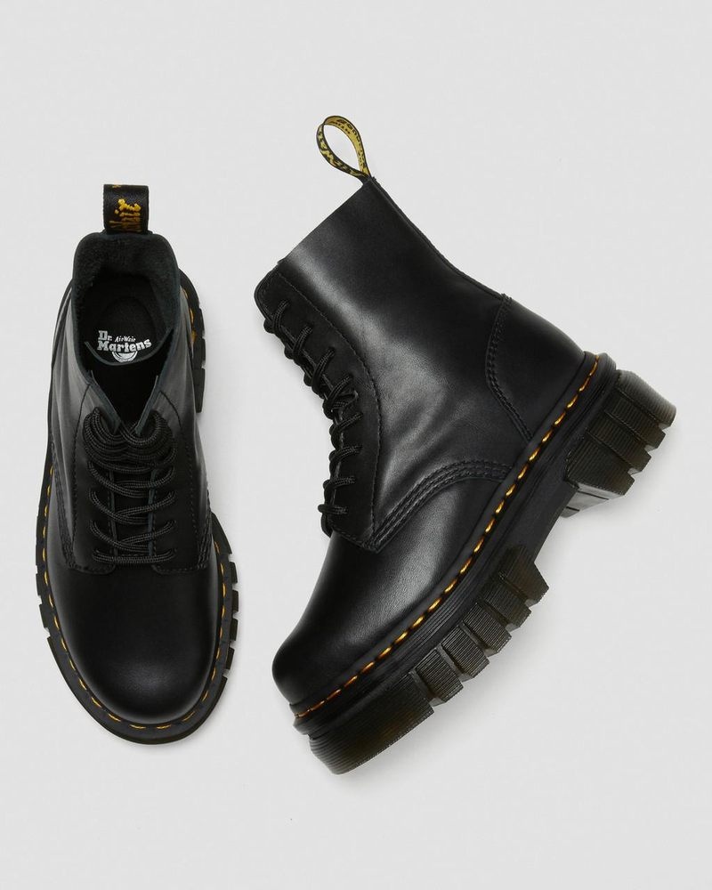 Botas de Plataforma Dr Martens Audrick Nappa Cuero Plataforma Ankle Boots (Nappa Lux) Negras | IR73-F6MS