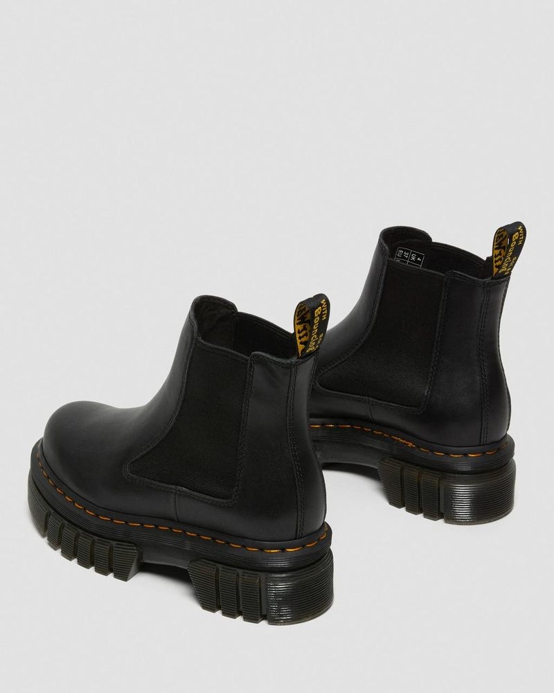 Botas de Plataforma Dr Martens Audrick Nappa Cuero Plataforma Chelsea Boots (Nappa Lux) Negras | GE85-N2TT