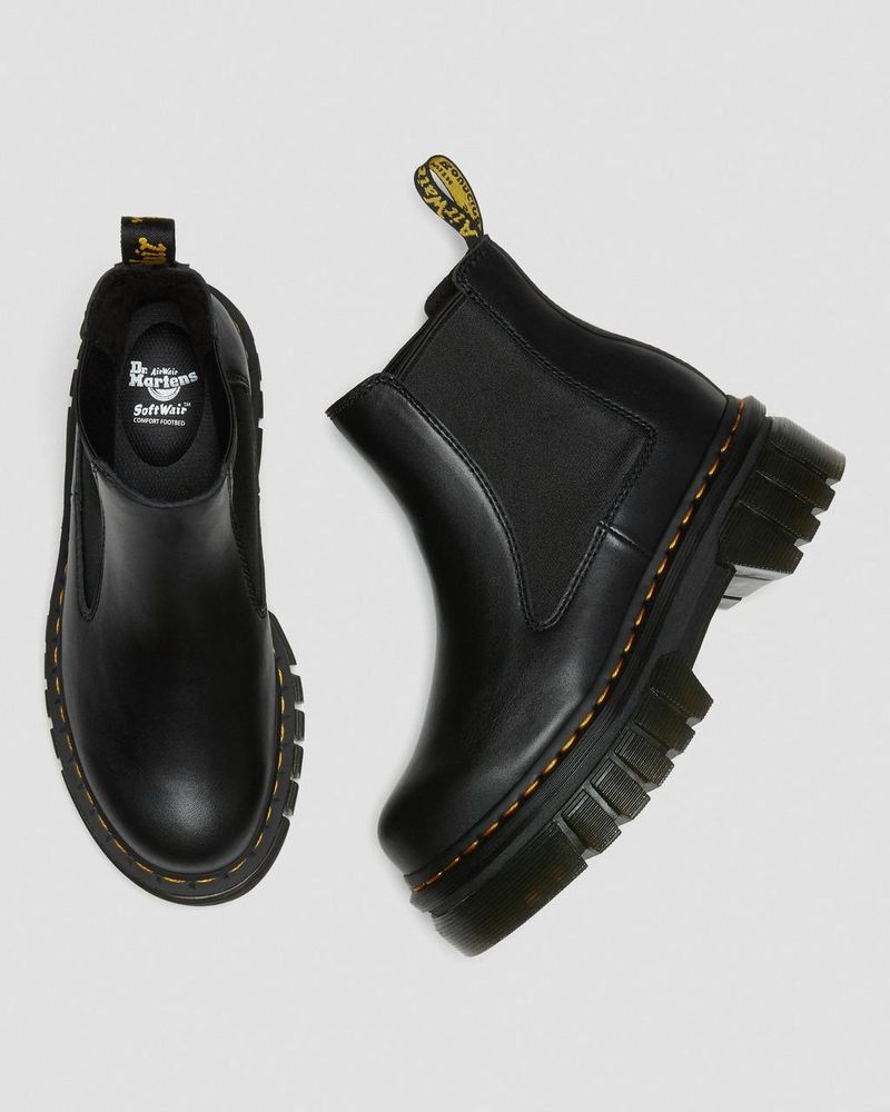 Botas de Plataforma Dr Martens Audrick Nappa Cuero Plataforma Chelsea Boots (Nappa Lux) Negras | GE85-N2TT