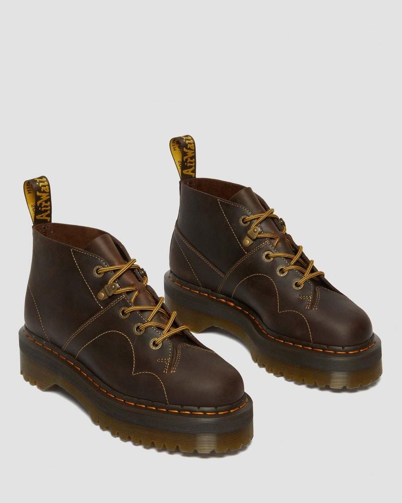 Botas de Plataforma Dr Martens Church Arc Crazy Horse Plataforma Monkey Boots (Crazy Horse) Marrones Oscuro | NL51-H4OO