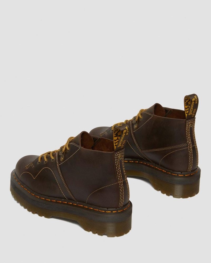 Botas de Plataforma Dr Martens Church Arc Crazy Horse Plataforma Monkey Boots (Crazy Horse) Marrones Oscuro | NL51-H4OO