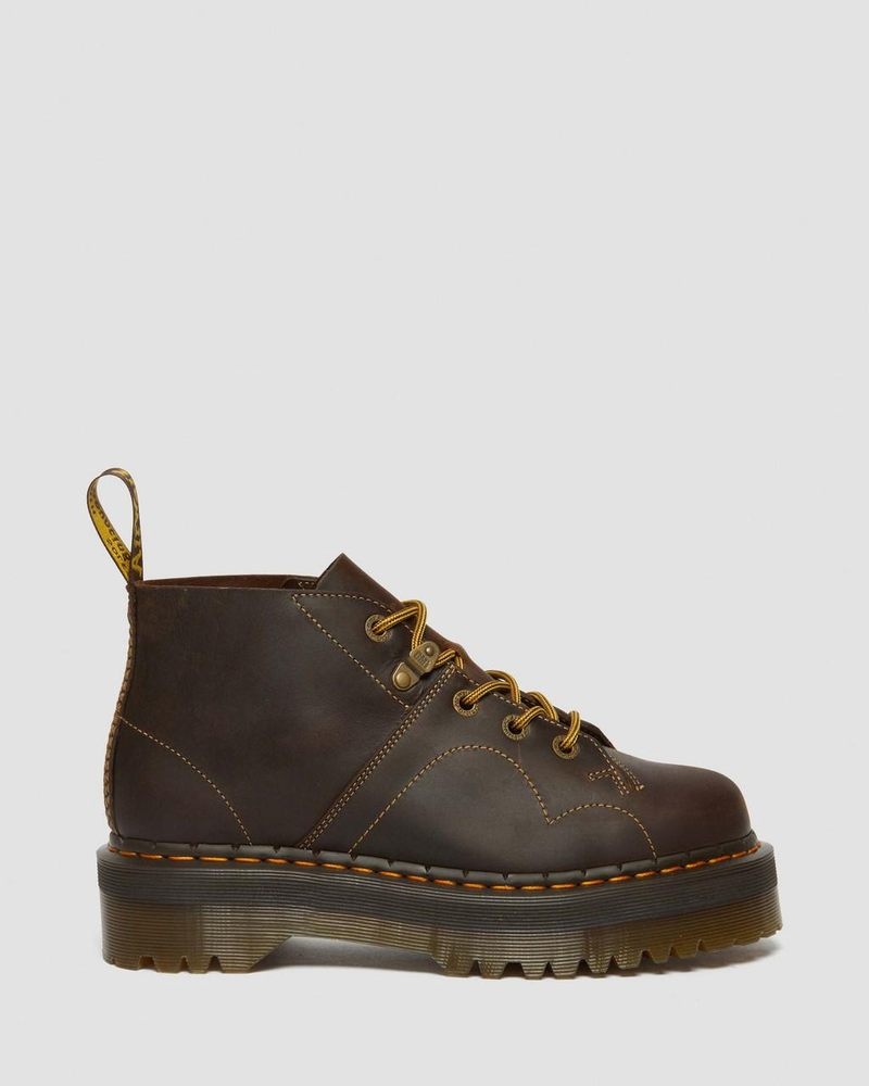 Botas de Plataforma Dr Martens Church Arc Crazy Horse Plataforma Monkey Boots (Crazy Horse) Marrones Oscuro | NL51-H4OO