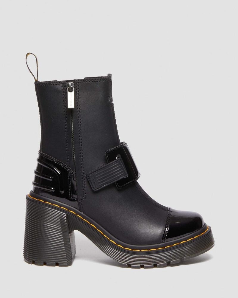 Botas de Plataforma Dr Martens Gaya Alternative Cuero Tacón Chelsea Boots (Sendal + Soft Charol Pu) Negras | MC96-C4JT