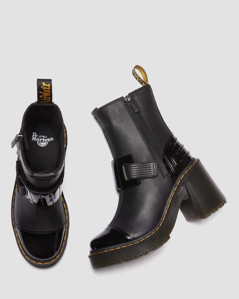 Botas de Plataforma Dr Martens Gaya Alternative Cuero Tacón Chelsea Boots (Sendal + Soft Charol Pu) Negras | MC96-C4JT