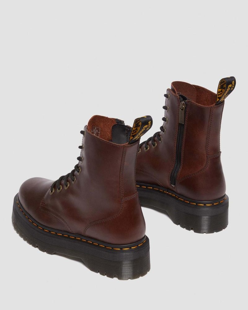 Botas de Plataforma Dr Martens Jadon Boot Pull Up Cuero Platforms Marrones Oscuro | XF62-I7IU