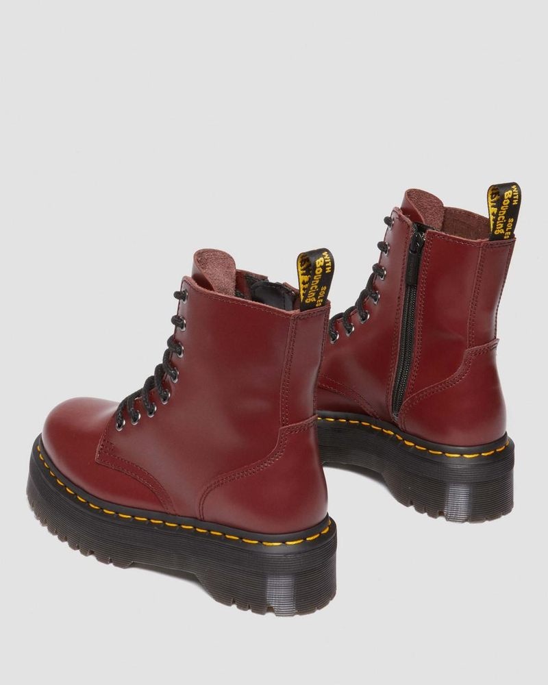 Botas de Plataforma Dr Martens Jadon Boot Smooth Cuero Platforms (Polished Smooth) Rojas | HR35-O2OC