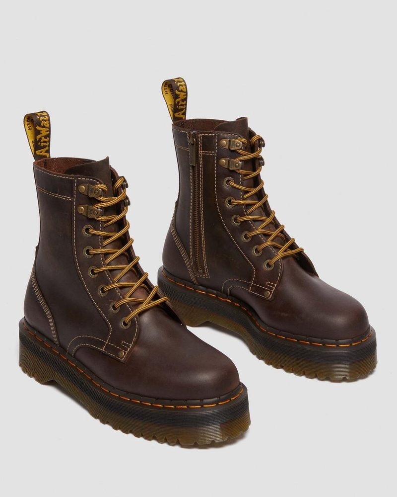 Botas de Plataforma Dr Martens Jadon Boot Arc Crazy Horse Platforms (Crazy Horse) Marrones | UU54-J6CA