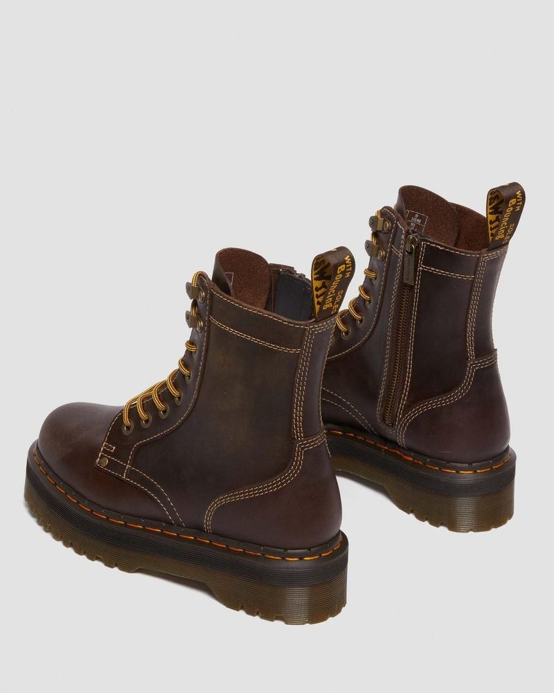 Botas de Plataforma Dr Martens Jadon Boot Arc Crazy Horse Platforms (Crazy Horse) Marrones | UU54-J6CA