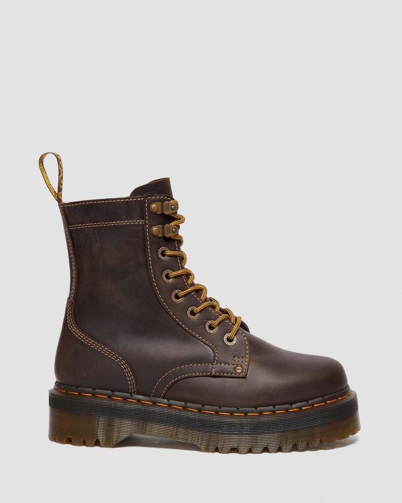 Botas de Plataforma Dr Martens Jadon Boot Arc Crazy Horse Platforms (Crazy Horse) Marrones | UU54-J6CA