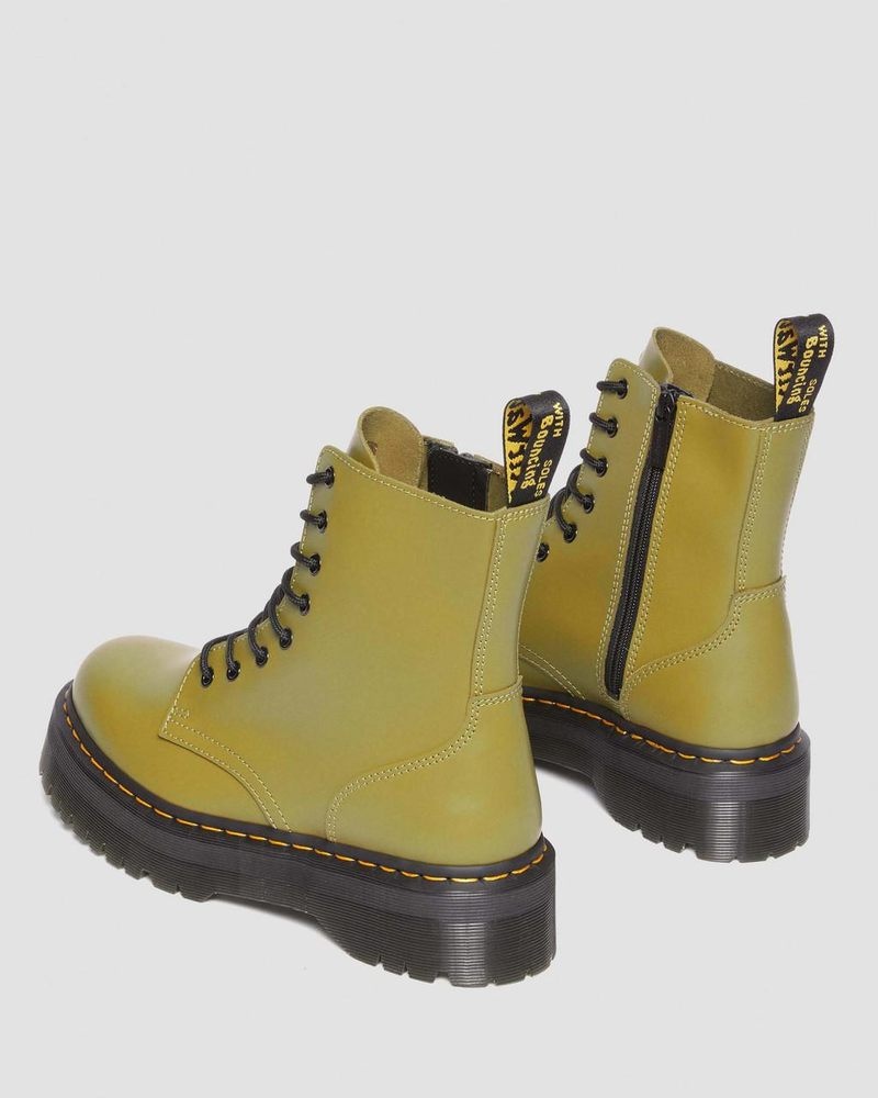 Botas de Plataforma Dr Martens Jadon Boot Smooth Cuero Platforms (Smooth Cuero) Verde Oliva | FE65-I3QC