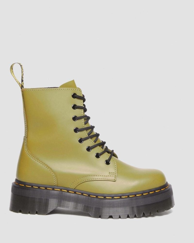 Botas de Plataforma Dr Martens Jadon Boot Smooth Cuero Platforms (Smooth Cuero) Verde Oliva | FE65-I3QC