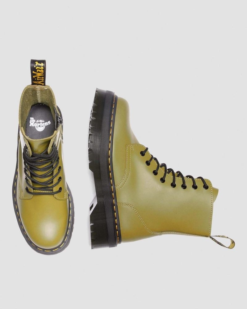 Botas de Plataforma Dr Martens Jadon Boot Smooth Cuero Platforms (Smooth Cuero) Verde Oliva | FE65-I3QC