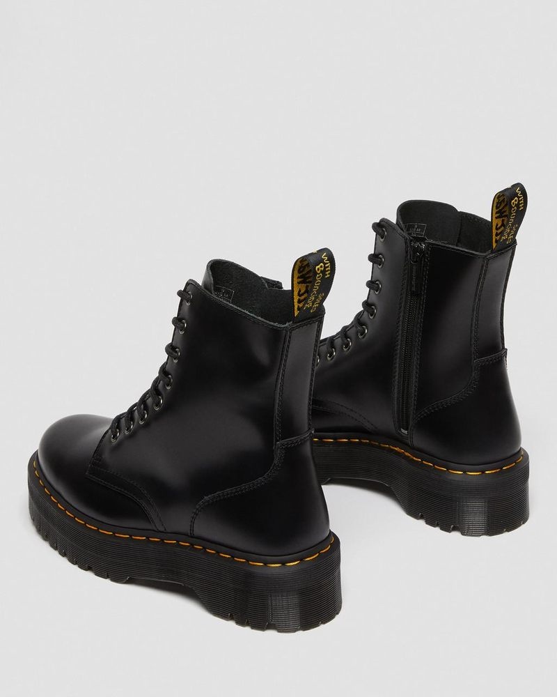 Botas de Plataforma Dr Martens Jadon Boot Smooth Cuero Platforms (Polished Smooth) Negras | YF87-D6UT