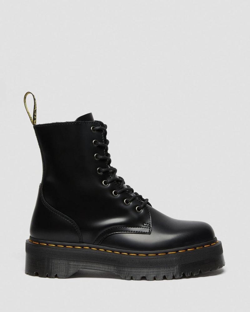 Botas de Plataforma Dr Martens Jadon Boot Smooth Cuero Platforms (Polished Smooth) Negras | YF87-D6UT