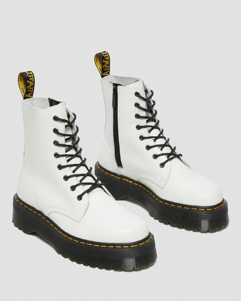 Botas de Plataforma Dr Martens Jadon Boot Smooth Cuero Platforms (Polished Smooth) Blancas | EZ37-G1NG