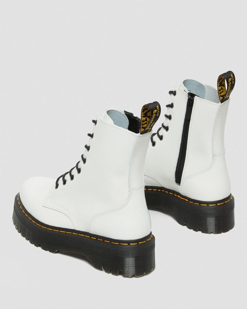 Botas de Plataforma Dr Martens Jadon Boot Smooth Cuero Platforms (Polished Smooth) Blancas | EZ37-G1NG