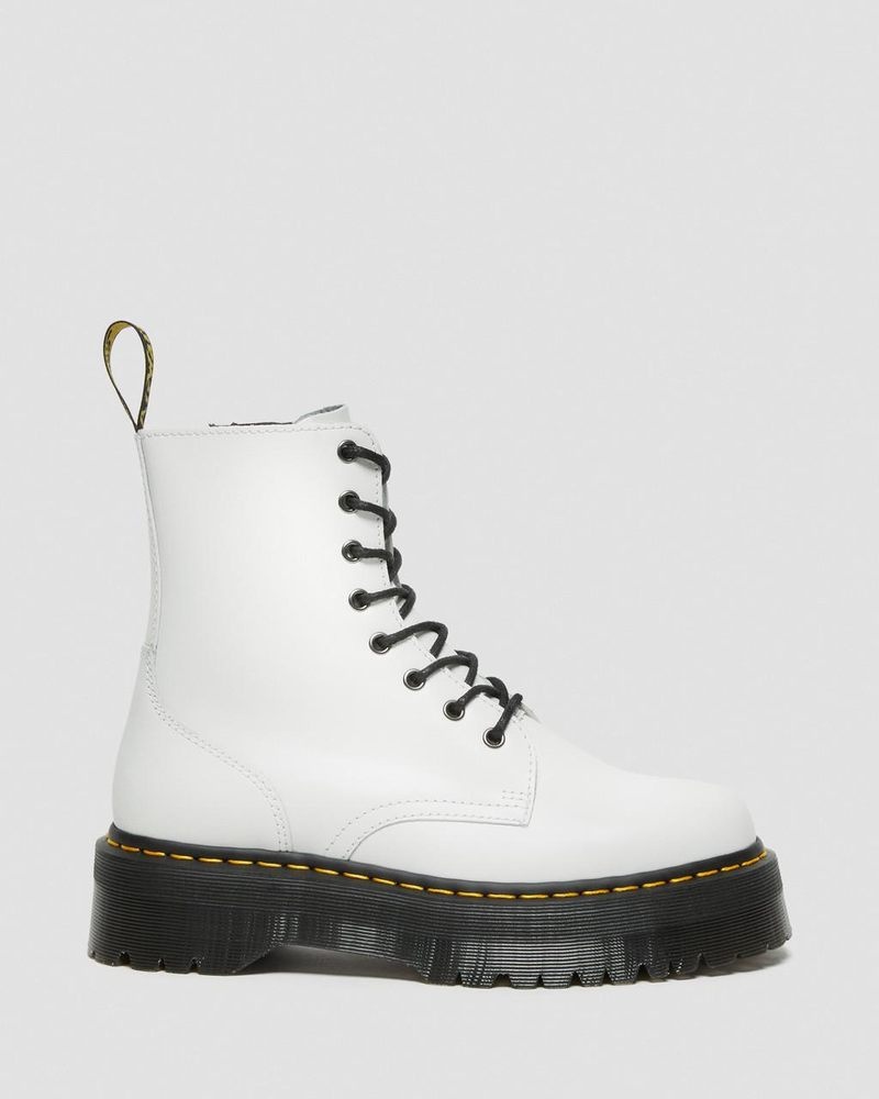 Botas de Plataforma Dr Martens Jadon Boot Smooth Cuero Platforms (Polished Smooth) Blancas | EZ37-G1NG