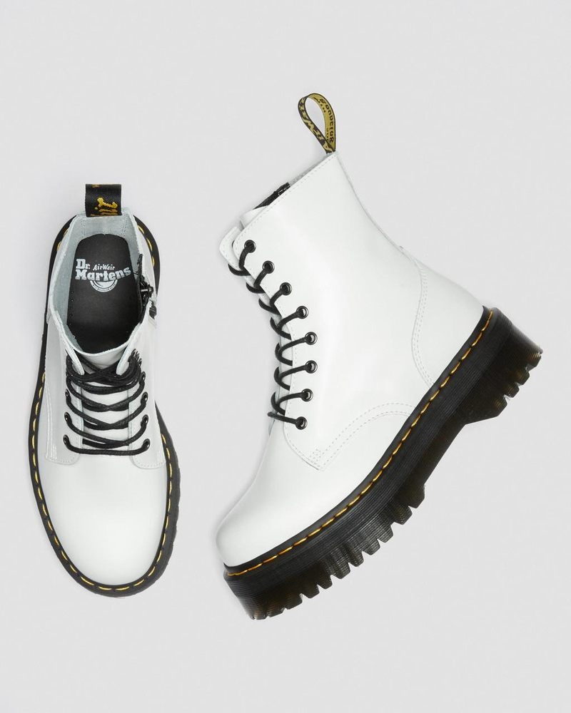 Botas de Plataforma Dr Martens Jadon Boot Smooth Cuero Platforms (Polished Smooth) Blancas | EZ37-G1NG