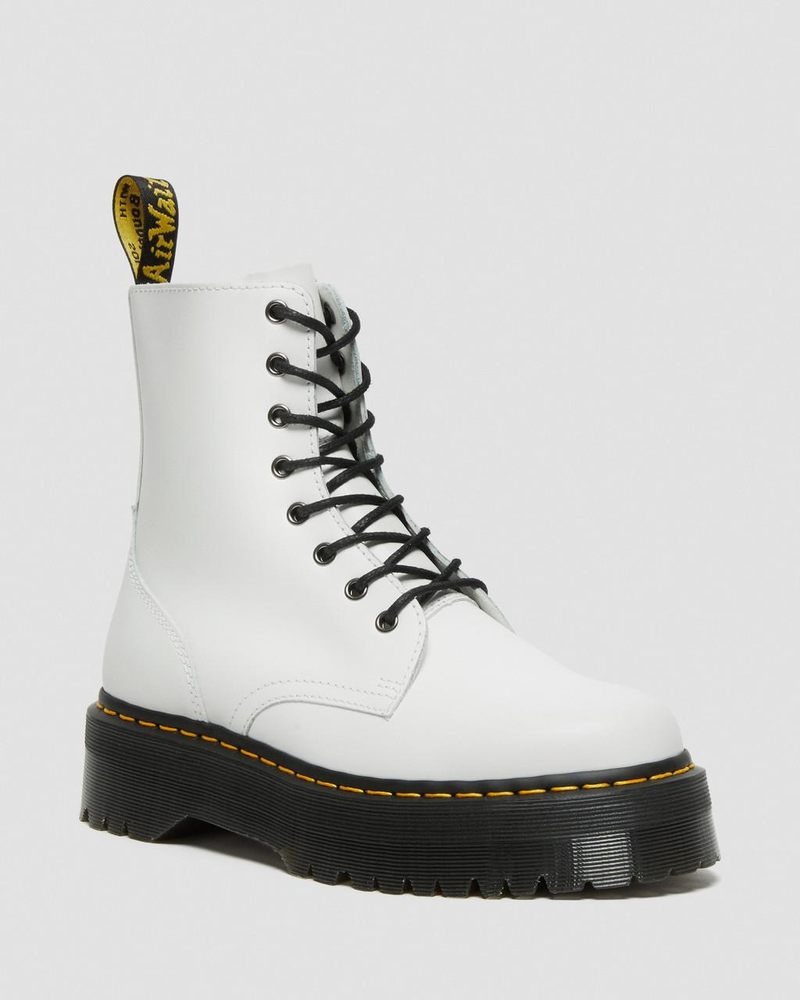 Botas de Plataforma Dr Martens Jadon Boot Smooth Cuero Platforms (Polished Smooth) Blancas | EZ37-G1NG