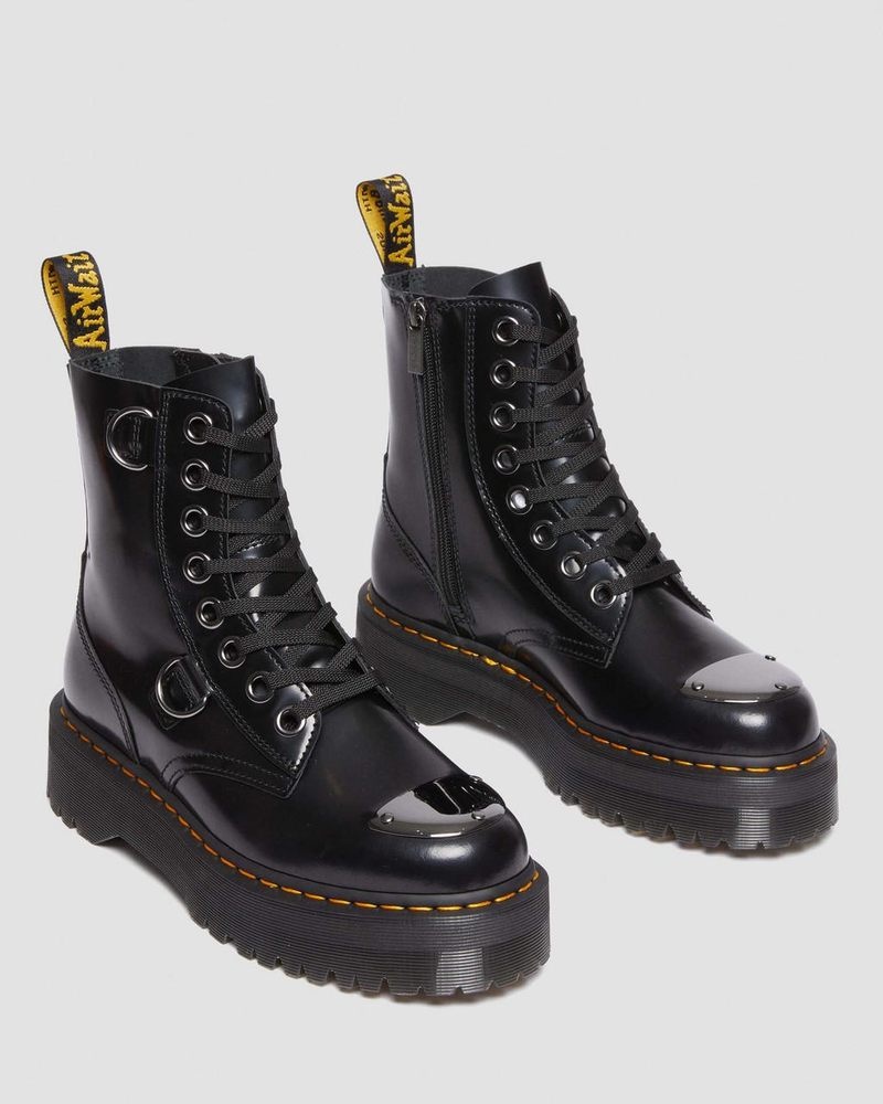 Botas de Plataforma Dr Martens Jadon Boot Puntera Guard Cuero Platforms (Buttero) Negras | KE75-T3YN