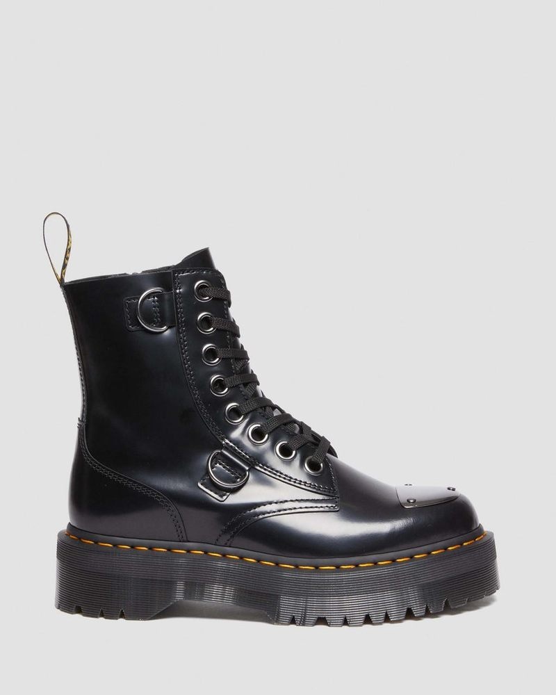 Botas de Plataforma Dr Martens Jadon Boot Puntera Guard Cuero Platforms (Buttero) Negras | KE75-T3YN