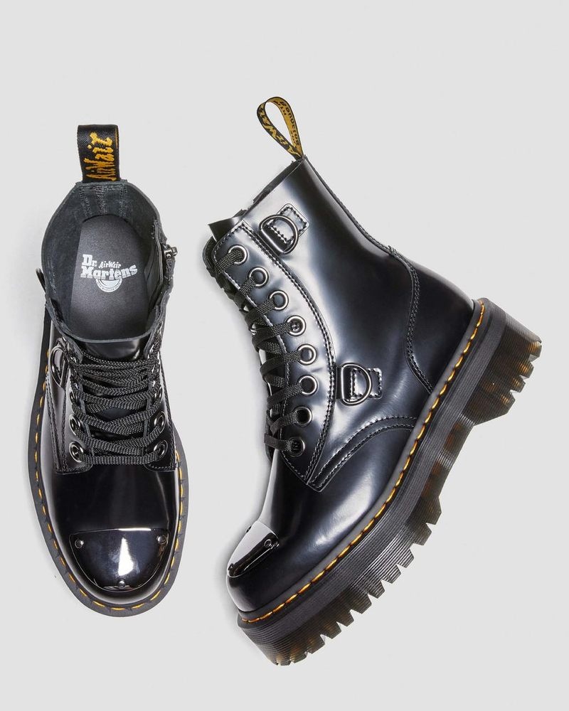 Botas de Plataforma Dr Martens Jadon Boot Puntera Guard Cuero Platforms (Buttero) Negras | KE75-T3YN