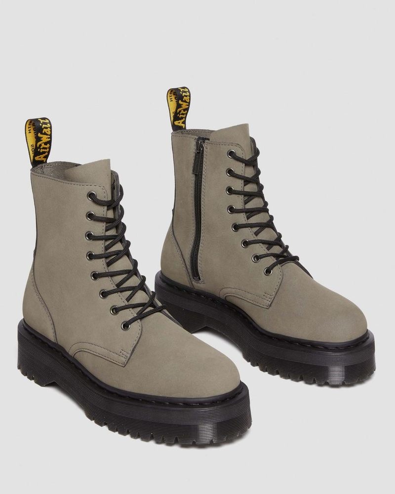 Botas de Plataforma Dr Martens Jadon Boot Milled Nubuck Platforms (Milled Nubuck Wp) Gris | FE83-V8JQ