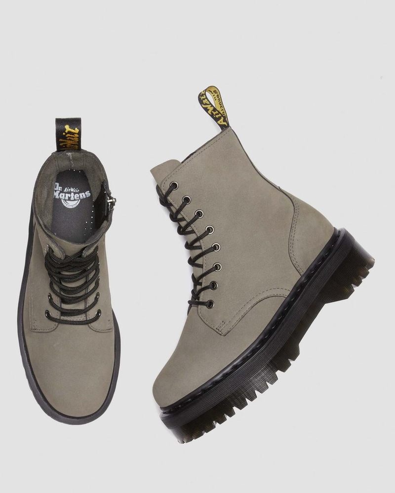 Botas de Plataforma Dr Martens Jadon Boot Milled Nubuck Platforms (Milled Nubuck Wp) Gris | FE83-V8JQ