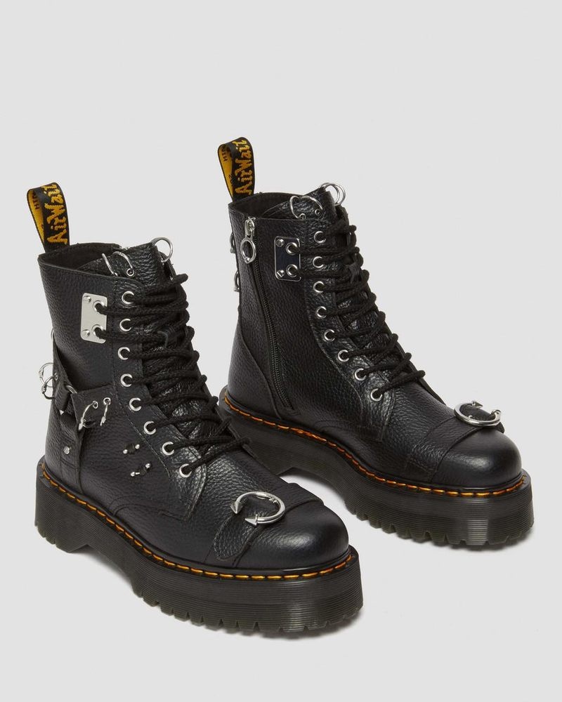 Botas de Plataforma Dr Martens Jadon Boot Piercing Milled Nappa Cuero Platforms (Milled Nappa) Negras | BK85-E2TC