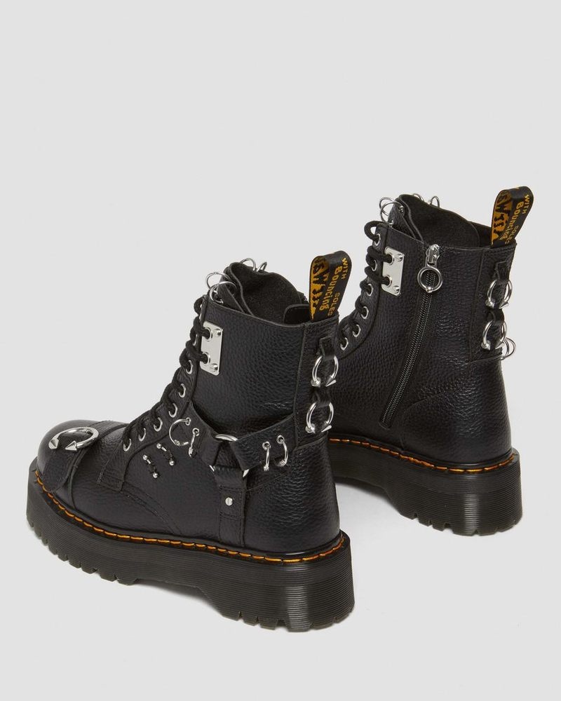 Botas de Plataforma Dr Martens Jadon Boot Piercing Milled Nappa Cuero Platforms (Milled Nappa) Negras | BK85-E2TC