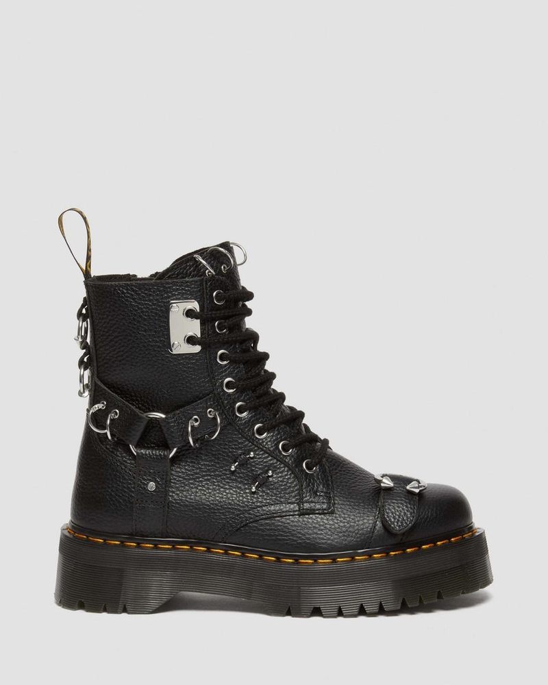 Botas de Plataforma Dr Martens Jadon Boot Piercing Milled Nappa Cuero Platforms (Milled Nappa) Negras | BK85-E2TC