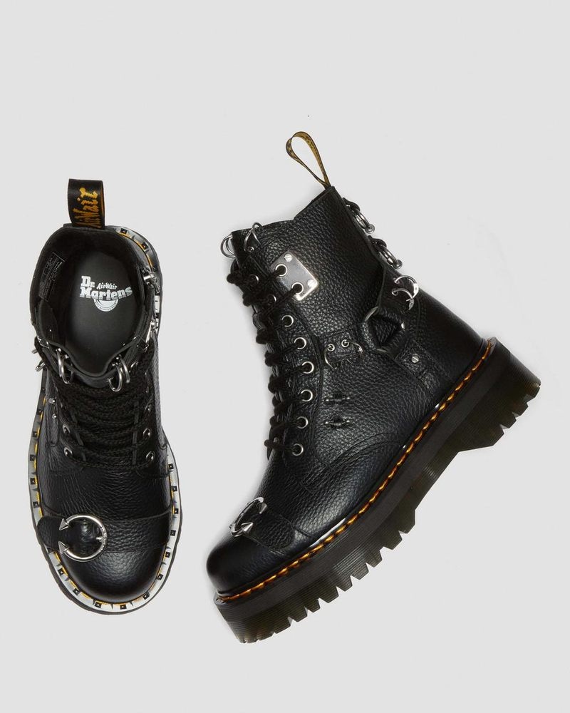 Botas de Plataforma Dr Martens Jadon Boot Piercing Milled Nappa Cuero Platforms (Milled Nappa) Negras | BK85-E2TC