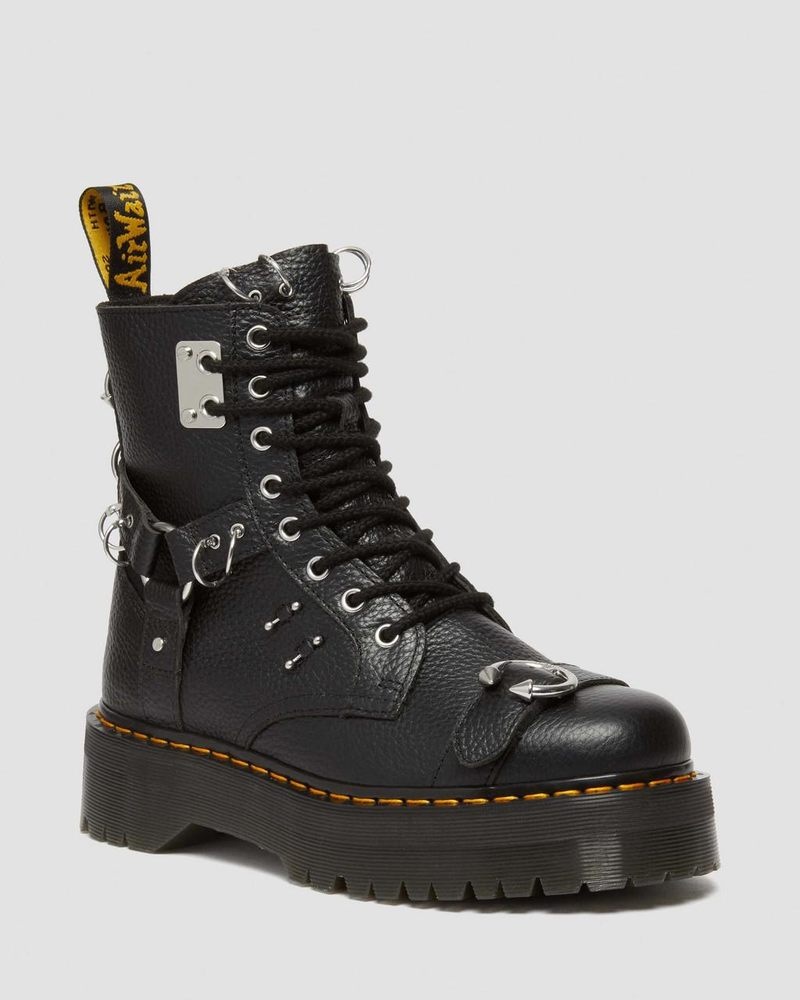 Botas de Plataforma Dr Martens Jadon Boot Piercing Milled Nappa Cuero Platforms (Milled Nappa) Negras | BK85-E2TC