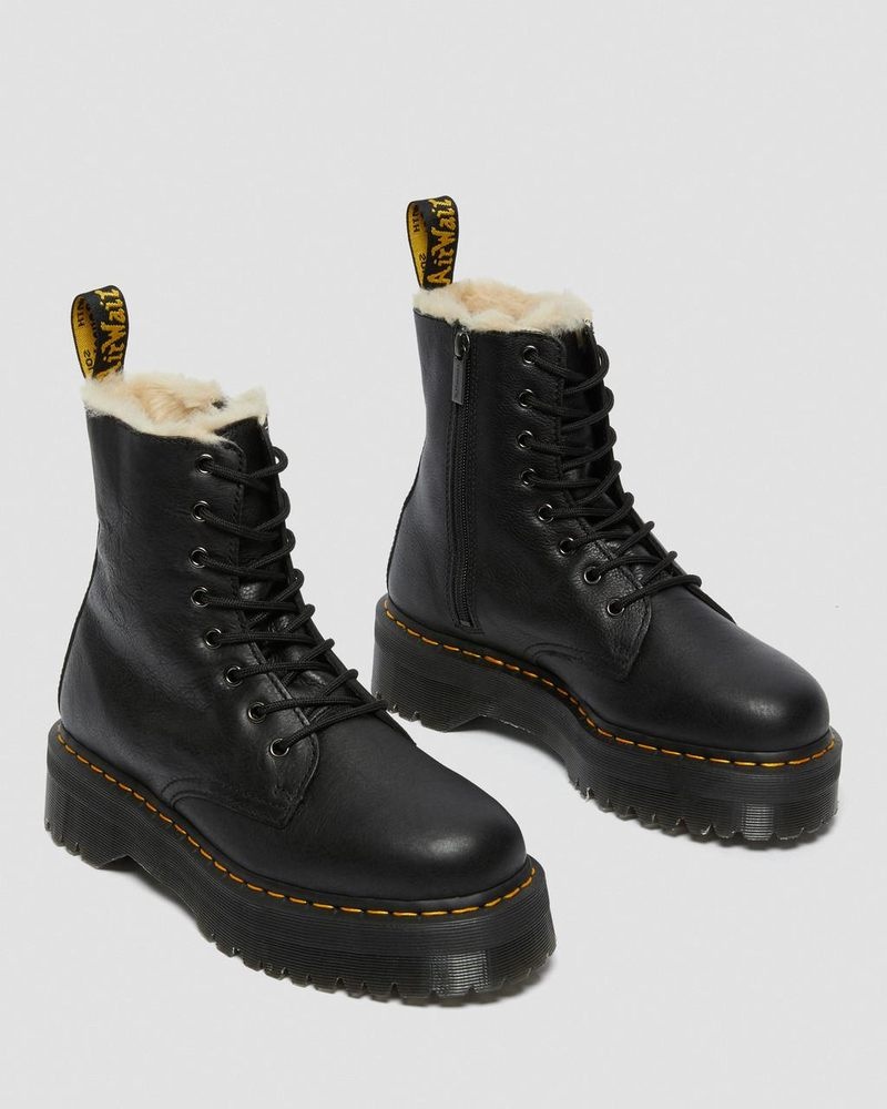 Botas de Plataforma Dr Martens Jadon Boot Cuero Faux Fur Forro Platforms (Pisa) Negras | NP65-H6VV