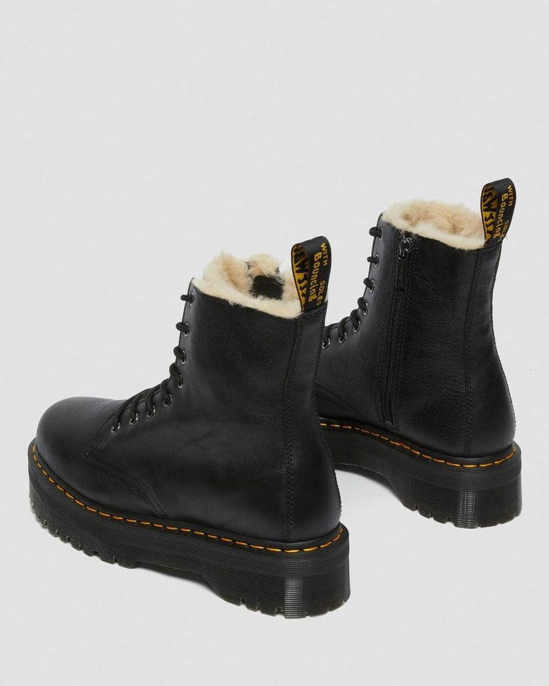 Botas de Plataforma Dr Martens Jadon Boot Cuero Faux Fur Forro Platforms (Pisa) Negras | NP65-H6VV