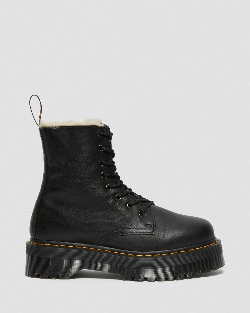 Botas de Plataforma Dr Martens Jadon Boot Cuero Faux Fur Forro Platforms (Pisa) Negras | NP65-H6VV