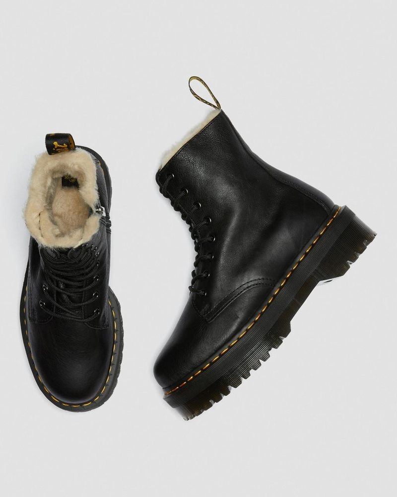 Botas de Plataforma Dr Martens Jadon Boot Cuero Faux Fur Forro Platforms (Pisa) Negras | NP65-H6VV