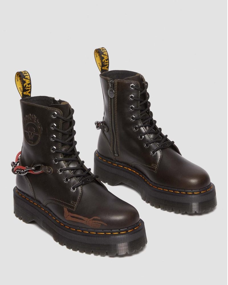 Botas de Plataforma Dr Martens Jadon Boot WB Mad Max Cuero Platforms (Orleans) Verde Menta | ZO98-Z7HD