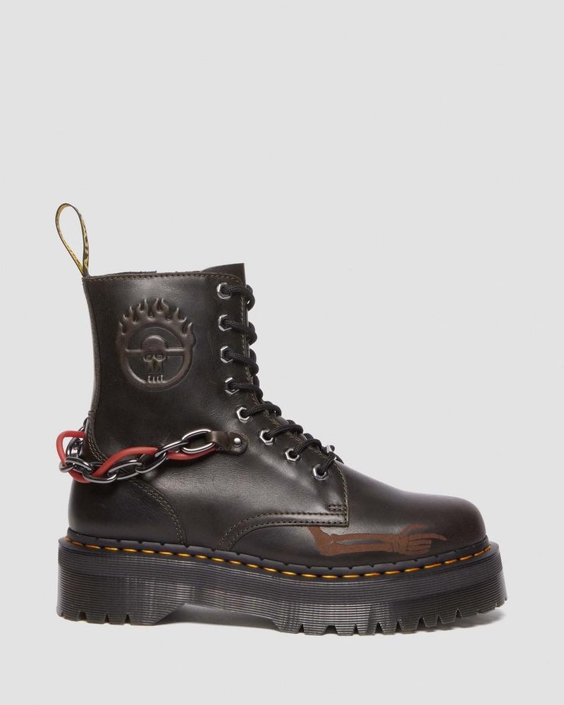 Botas de Plataforma Dr Martens Jadon Boot WB Mad Max Cuero Platforms (Orleans) Verde Menta | ZO98-Z7HD