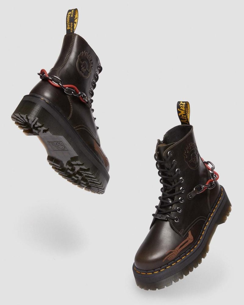 Botas de Plataforma Dr Martens Jadon Boot WB Mad Max Cuero Platforms (Orleans) Verde Menta | ZO98-Z7HD