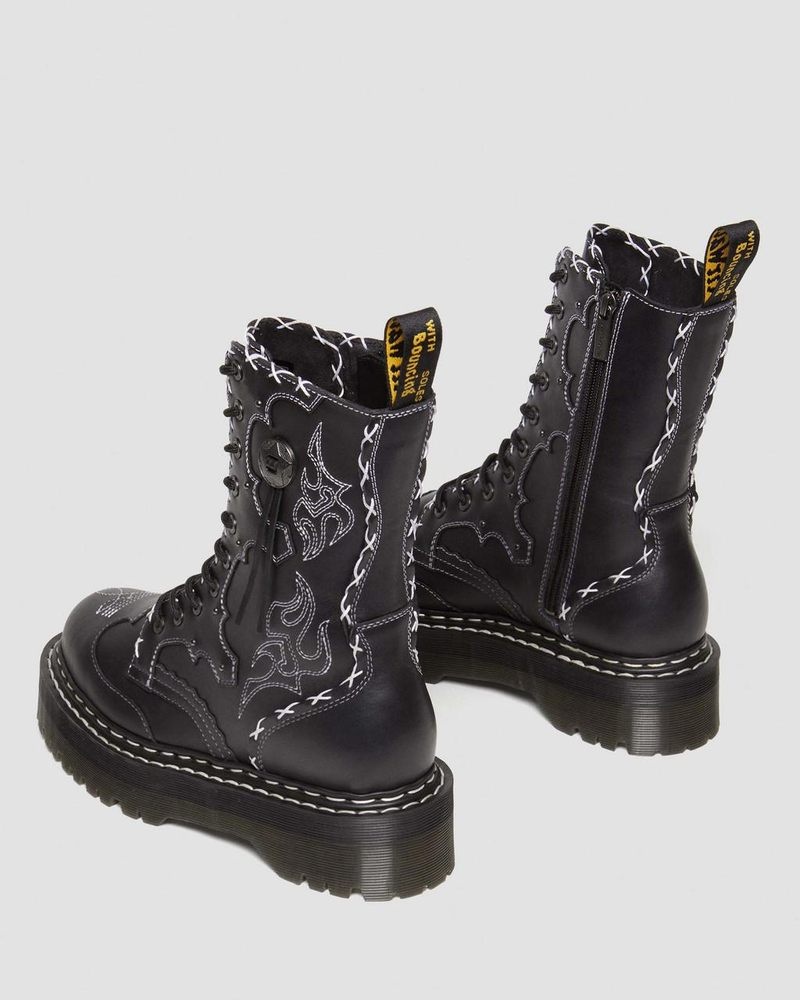 Botas de Plataforma Dr Martens Jadon Hi Boot Gothic Americana Cuero Platforms (Wanama) Negras | QO50-R2XI