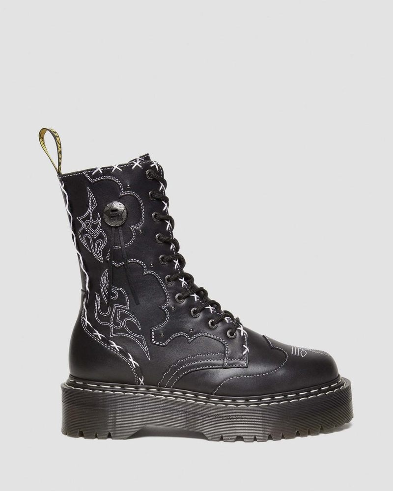 Botas de Plataforma Dr Martens Jadon Hi Boot Gothic Americana Cuero Platforms (Wanama) Negras | QO50-R2XI