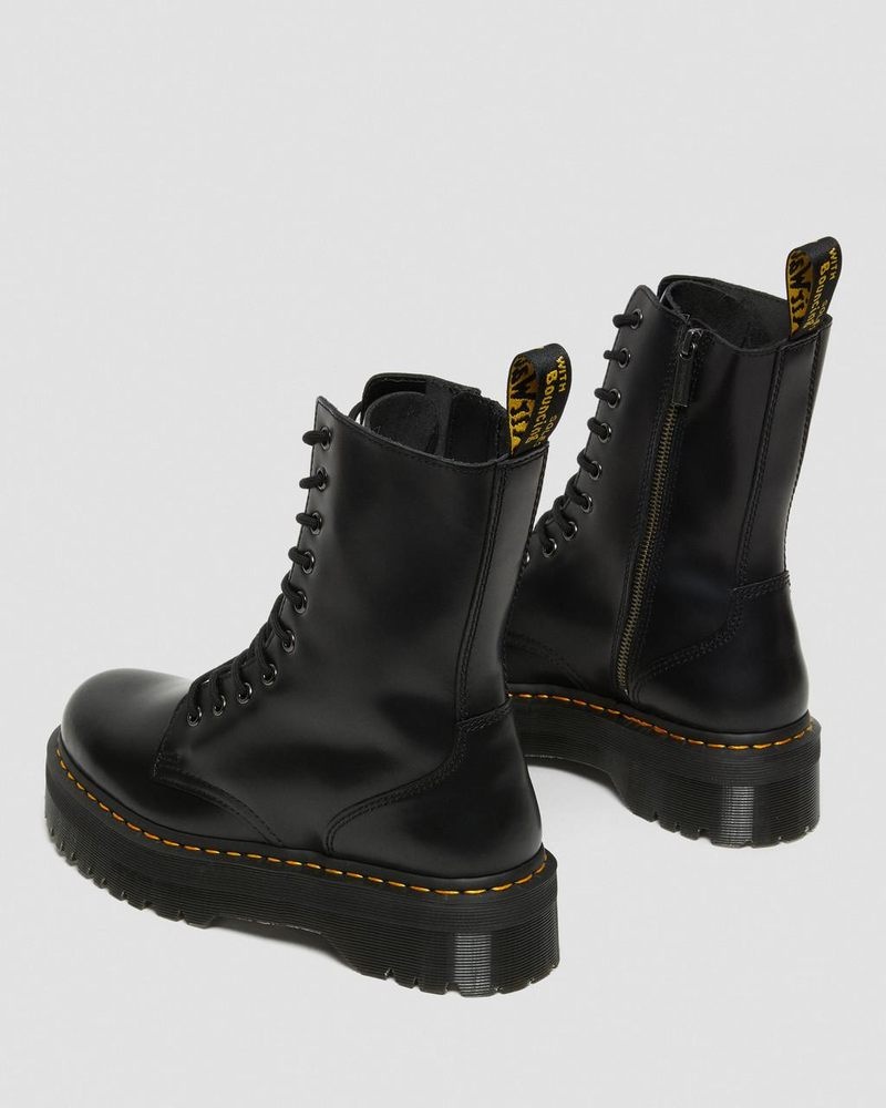 Botas de Plataforma Dr Martens Jadon Hi Boot Smooth Cuero Platforms (Polished Smooth) Negras | UB65-R4BU