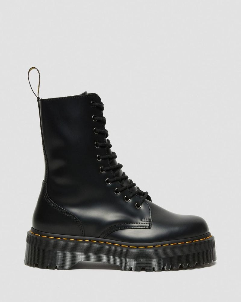 Botas de Plataforma Dr Martens Jadon Hi Boot Smooth Cuero Platforms (Polished Smooth) Negras | UB65-R4BU